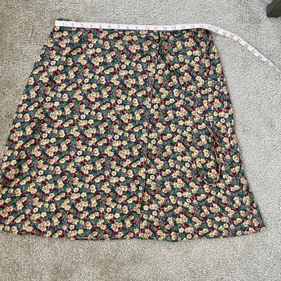 Vintage Laura Ashley Silk Floral Print Button Down Tie Skirt - Picture 7 of 9